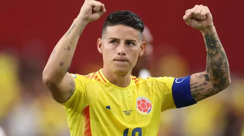 James Rodriguez of Colombia celebrates after winning the CONMEBOL Copa America 2024 quarter-final match between Colombia and Panama at State Farm Stadium on July 06, 2024 in Glendale, Arizona.