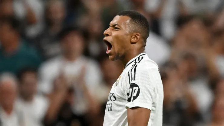 Kylian Mbappe celebrating his second goal against Real Betis
