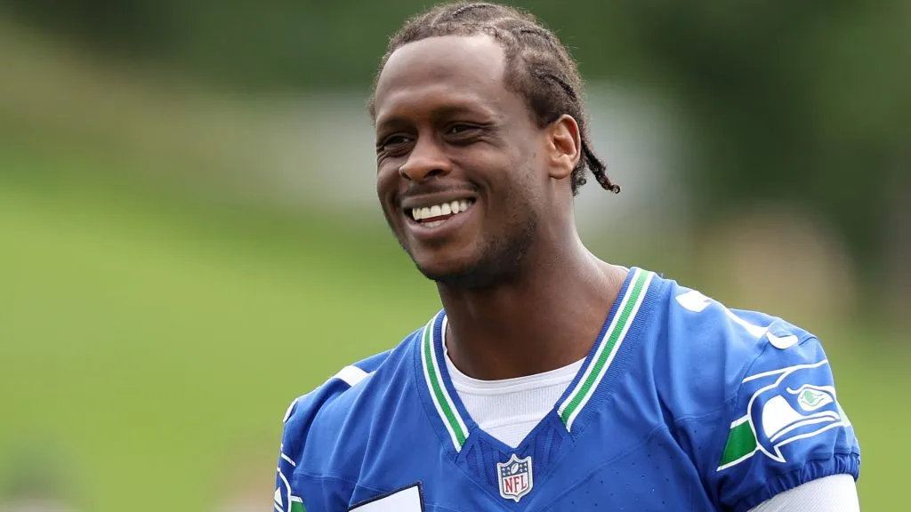 Geno Smith #7 of the Seattle Seahawks looks on during practice at Virginia Mason Athletic Center on June 03, 2024. (Source: Steph Chambers/Getty Images)