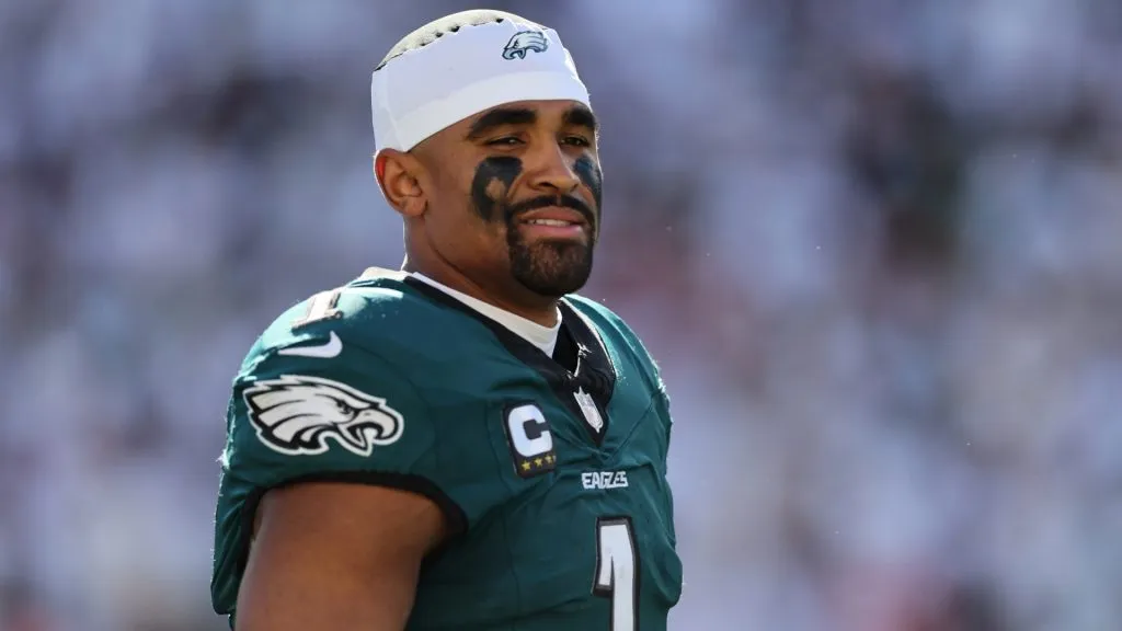 Jalen Hurts #1 of the Philadelphia Eagles looks on during the second half against the Cincinnati Bengals at Paycor Stadium on October 27, 2024. (Source: Andy Lyons/Getty Images)