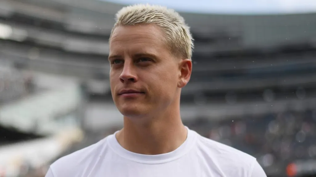Joe Burrow #9 of the Cincinnati Bengals looks on after a preseason game against the Chicago Bears at Soldier Field on August 17, 2024. (Source: Quinn Harris/Getty Images)