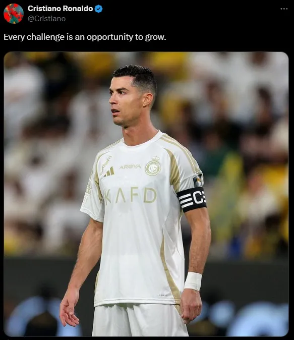 Cristiano Ronaldo shared a message to his fans after Al-Nassr's loss against Al Taawon.