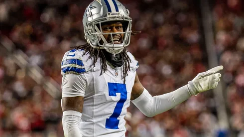 Dallas Cowboys vs San Francisco 49ers OCT 27 October 27 2024 Santa Clara Calif USA Dallas cornerback Trevon Diggs (7)reacts to the 49ers bench during the NFL Sunday Night Football game between the Dallas Cowboys and the San Francisco 49ers. San Francisco beat Dallas 30-24 at Levi Stadium.