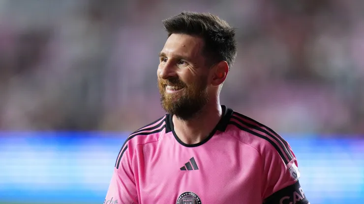 Lionel Messi #10 of Inter Miami reacts during the first half against the Atlanta United