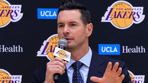 JJ Redick is introduced to the media as the new LA Lakers head coach during a press conference, PK, Pressekonferenz on Monday June 24, 2024 at the Los Angeles Lakers UCLA Training Facility in El Segundo, California.