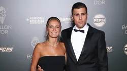 Rodrigo Hernández Bibula Cascante aka Rodri of Manchester City (R) and Laura Iglesias attend the 68th Ballon D'Or