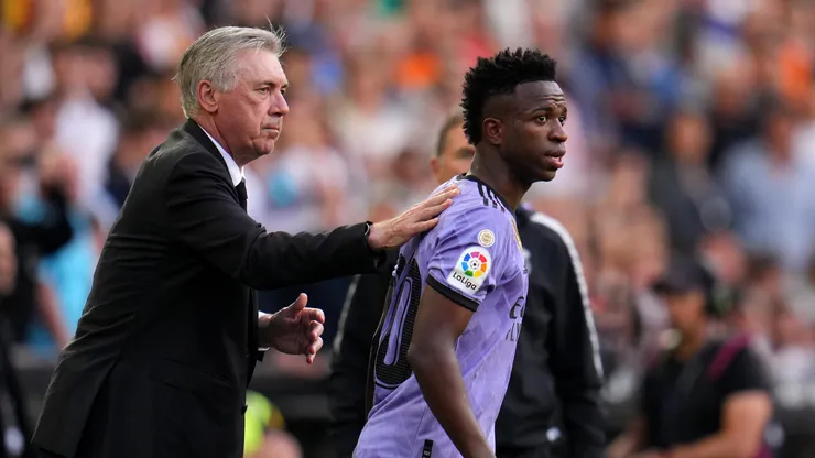 Carlo Ancelotti and Vinicius Jr.