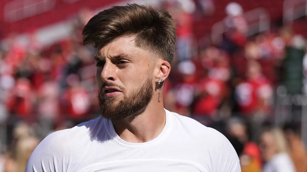 SANTA CLARA, CALIFORNIA – OCTOBER 20: Ricky Pearsall #14 of the San Francisco 49ers warms up prior to a game against the Kansas City Chiefs at Levi’s Stadium on October 20, 2024 in Santa Clara, California. (Photo by Thearon W. Henderson/Getty Images)