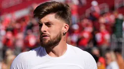 Ricky Pearsall #14 of the San Francisco 49ers warms up prior to a game against the Kansas City Chiefs at Levi's Stadium on October 20, 2024 in Santa Clara, California.