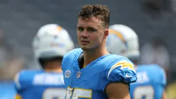 Ladd McConkey #15 of the Los Angeles Chargers before the season game against the Las Vegas Raiders at SoFi Stadium on September 08, 2024 in Inglewood, California.