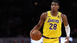 Rui Hachimura #28 of the Los Angeles Lakers in action against the Washington Wizards