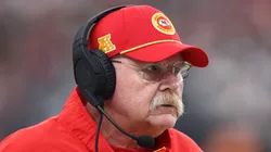 Head coach Andy Reid of the Kansas City Chiefs looks on in the first quarter of a game against the Las Vegas Raiders at Allegiant Stadium on October 27, 2024 in Las Vegas, Nevada.