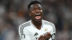 Vinicius Junior of Real Madrid celebrates scoring his team's second goal during the UEFA Champions League 2024/25 League Phase MD3 match between Real Madrid C.F. and Borussia Dortmund at Estadio Santiago Bernabeu on October 22, 2024 in Madrid, Spain.