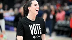 Caitlin Clark #22 of the Indiana Fever warms up before the game against the Washington Mystics at Capital One Arena on September 19, 2024 in Washington, DC.