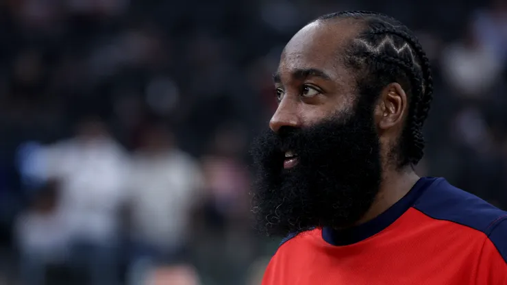 James Harden #1 of the LA Clippers during warm up before the season home opening game against the Phoenix Suns