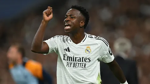 Vinicius Jr. of Real Madrid reacts during during the LaLiga match against Villarreal CF