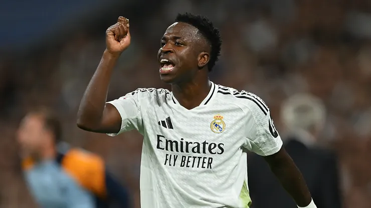 Vinicius Jr. of Real Madrid reacts during during the LaLiga match against Villarreal CF