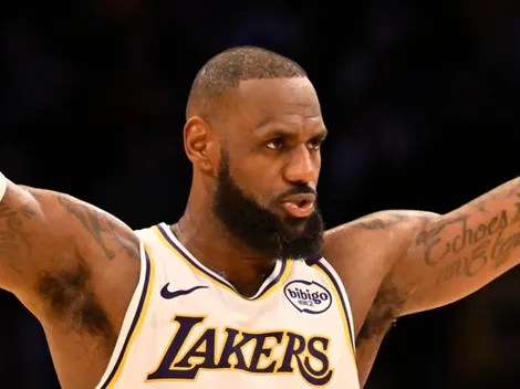 Lakers’ LeBron James reacts to the selection of an NBA legend as a Hall of Fame finalist