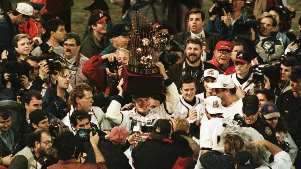 World Series trophy lifted