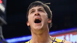 Austin Reaves #15 of the Los Angeles Lakers reacts during the second quarter against the Minnesota Timberwolves at Crypto.com Arena on October 22, 2024 in Los Angeles, California.