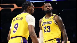 LeBron and Bronny James of the Los Angeles Lakers