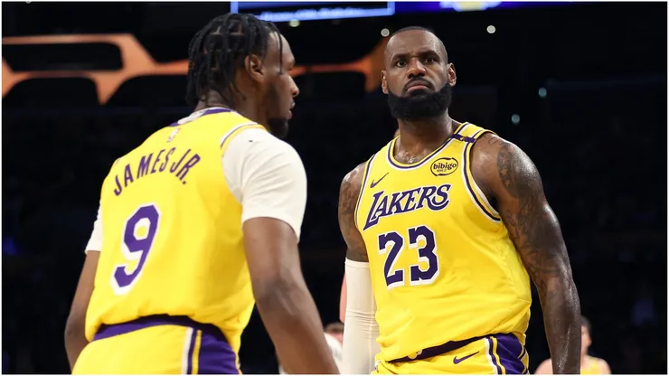 LeBron and Bronny James of the Los Angeles Lakers