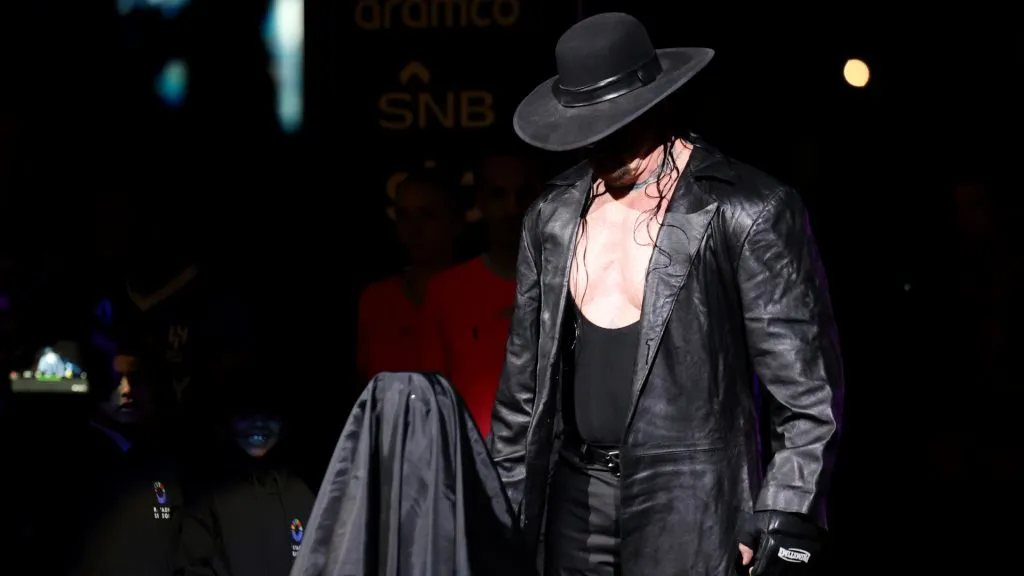 American retired professional wrestler, Mark William Calaway, aka ‘The Undertaker’, is presented prior to the Riyadh Season Cup Final match between Al Hilal and Al-Nassr at Kingdom Arena on February 08, 2024 in Riyadh, Saudi Arabia. (Photo by Yasser Bakhsh/Getty Images)