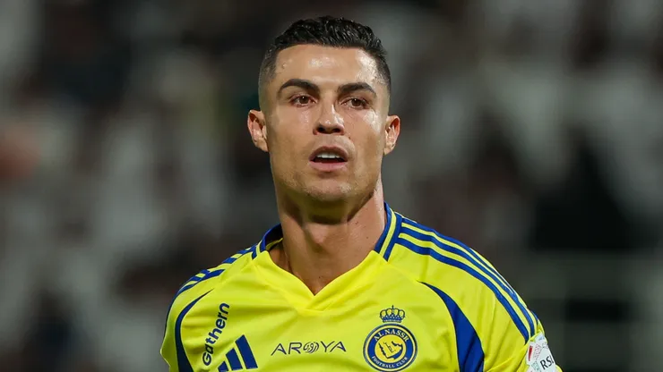 Cristiano Ronaldo of Al Nassr looks on during the Saudi Pro League match between Al Shabab v Al Nassr FC at Al-Shabab Club Stadium on October 18, 2024 in Riyadh, Saudi Arabia.