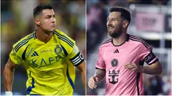 Lionel Messi #10 of Inter Miami and Cristiano Ronaldo of Al Nassr.