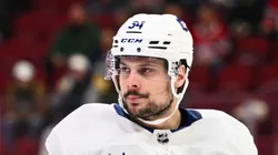 Auston Matthews #34 of the Toronto Maple Leafs skates during the second period against the Montreal Canadiens at the Bell Centre on April 6, 2024 in Montreal, Quebec, Canada. The Toronto Maple Leafs defeated the Montreal Canadiens 4-2.