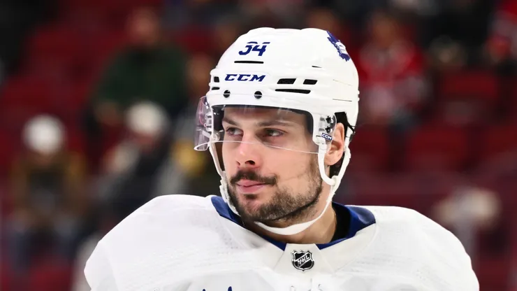 Auston Matthews #34 of the Toronto Maple Leafs skates during the second period against the Montreal Canadiens at the Bell Centre on April 6, 2024 in Montreal, Quebec, Canada. The Toronto Maple Leafs defeated the Montreal Canadiens 4-2.