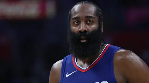 James Harden #1 of the LA Clippers during a 118-100 loss to the Minnesota Timberwolves at Crypto.com Arena on March 12, 2024 in Los Angeles, California.