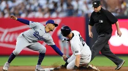Mookie Betts #50 of the Los Angeles Dodgers tags out DJ LeMahieu #26 of the New York Yankees at second base during the fourth inning at Yankee Stadium on June 09, 2024 in the Bronx borough of New York City.