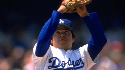 fernando valenzuela pitches for the los angeles dodgers during their game against the houston astros at dodger stadium in los angeles, california. mandatory credit: mike powell/allsport