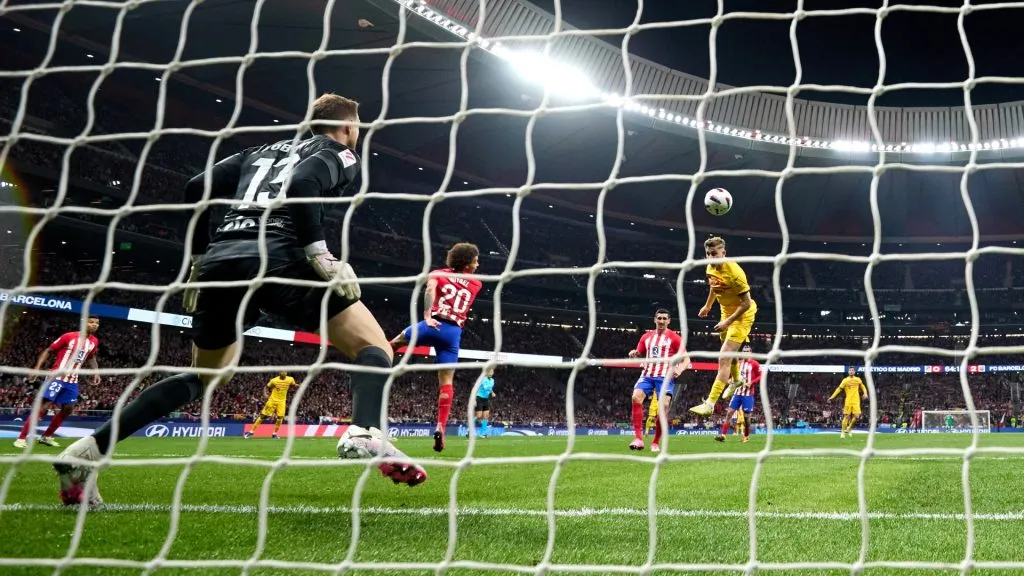 Fermin Lopez of FC Barcelona scores his team’s third goal during the LaLiga EA Sports match between Atletico Madrid and FC Barcelona at Civitas Metropolitano Stadium on March 17, 2024 in Madrid, Spain. (Photo by Angel Martinez/Getty Images)