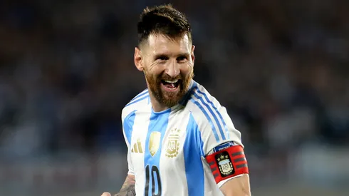 Lionel Messi of Argentina celebrates after scoring the fifth goal of his team during the FIFA World Cup 2026 South American Qualifier match between Argentina and Bolivia