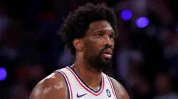 Joel Embiid #21 of the Philadelphia 76ers heads for the bench during the second half against the New York Knicks at Madison Square Garden on April 30, 2024 in New York City. The Philadelphia 76ers defeated the New York Knicks 112-106 in overtime.