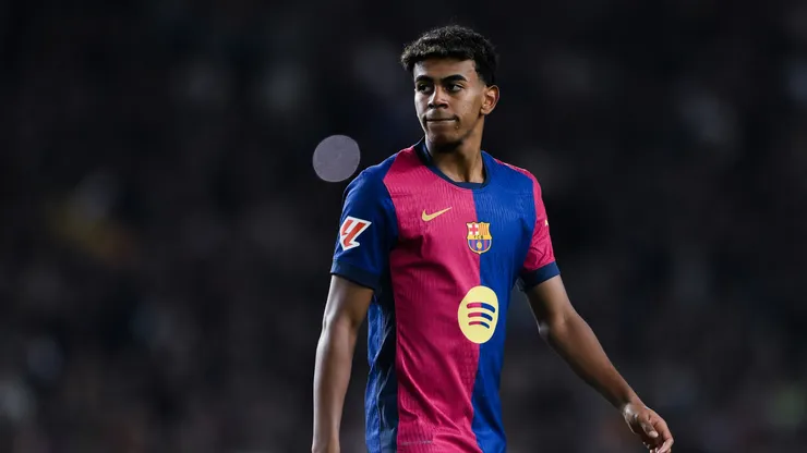 Lamine Yamal of FC Barcelona looks on during the La Liga EA Sports match between FC Barcelona and Sevilla FC (David Ramos/Getty Images)