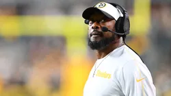 Head coach Mike Tomlin of the Pittsburgh Steelers looks on during the second quarter against the New York Jets at Acrisure Stadium on October 20, 2024 in Pittsburgh, Pennsylvania.