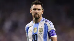 Lionel Messi of Argentina gestures during the CONMEBOL Copa America 2024 quarter-final match between Argentina and Ecuador