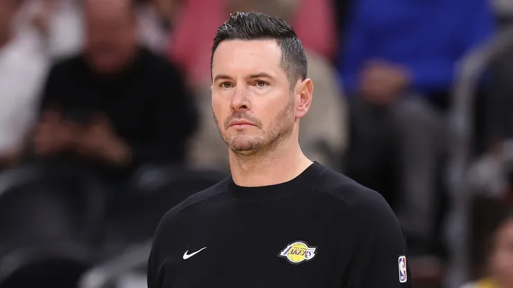Head coach JJ Redick of the Los Angeles Lakers looks on during the first half of the preseason NBA game against the Phoenix Suns.