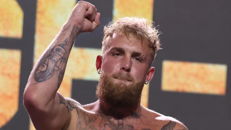 Jake Paul poses during the weigh in against Ryan Bourland for their cruiserweight fight at Distrito T-Mobile on March 01, 2024 in San Juan, Puerto Rico. They will fight at Coliseo de Puerto Rico on March 2, 2024.