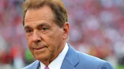 Former Alabama Crimson Tide head coach Nick Saban looks on before the game against the Georgia Bulldogs at Bryant-Denny Stadium on September 28, 2024 in Tuscaloosa, Alabama.