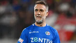 Gabriel Batistuta looks on during a charity match in Italy