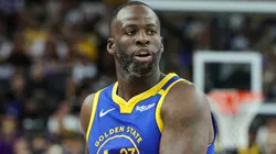 Draymond Green #23 of the Golden State Warriors looks to pass against the Los Angeles Lakers in the second quarter of their preseason game at T-Mobile Arena.