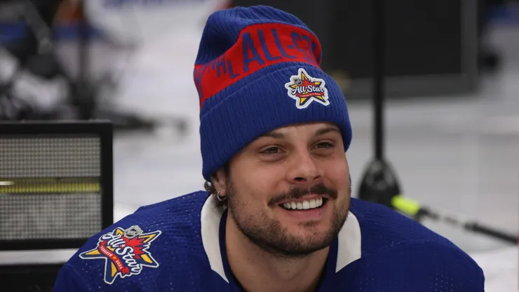 Auston Matthews #34 of the Toronto Maple Leafs attends the 2024 NHL All-Star Skills Competition on February 02, 2024 in Toronto, Ontario, Canada.