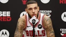 Lonzo Ball #2 of the Chicago Bulls speaks to the media during Chicago Bulls Media Day at Advocate Center on September 30, 2024 in Chicago, Illinois.