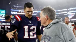 Tom Brady and Bill Belichick after a game of the New England Patriots in 2019