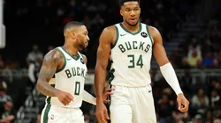 Bucks stars Damian Lillard and Giannis Antetokounmpo.