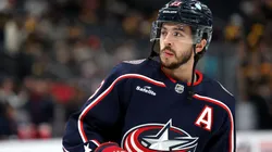 Johnny Gaudreau #13 of the Columbus Blue Jackets warms up prior to the start of the game against the Boston Bruins at Nationwide Arena on January 2, 2024 in Columbus, Ohio. (Photo by Kirk Irwin/Getty Images)